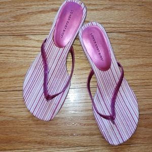 Lower East Side Kitten Heel Pink Sandals Size 7